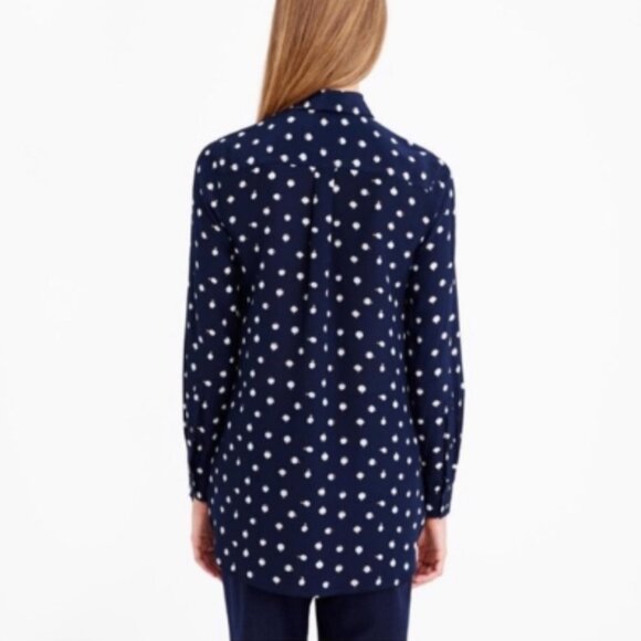 100% silk J. CREW Tick Tock Clock Silk Blouse size 2 - Picture 2 of 8